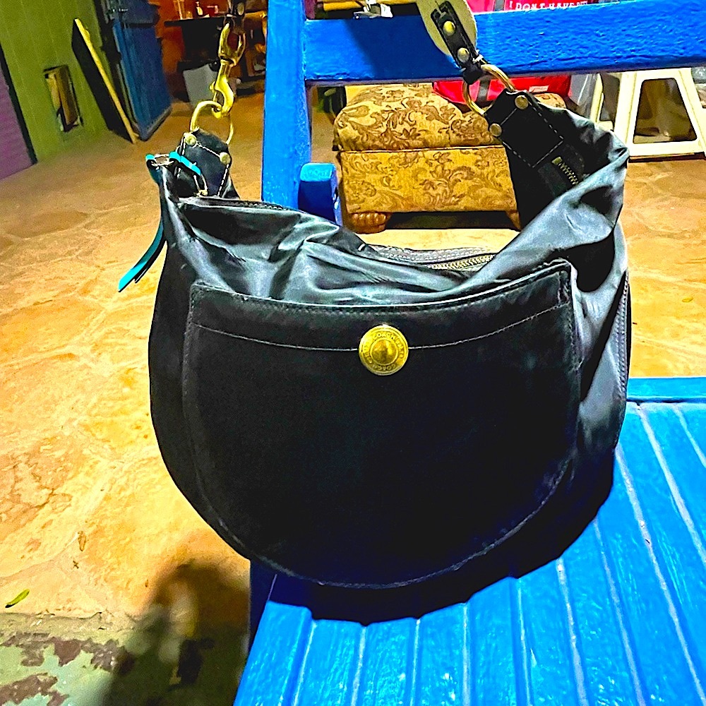COACH PURSE Black and Blue hobo style bag
